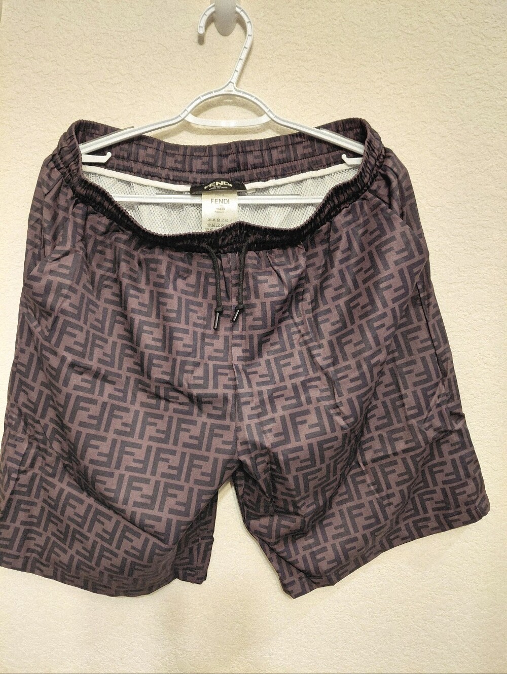 Fendi Brown and Black All-Over FF Monogram Logo Swim Shorts US Large